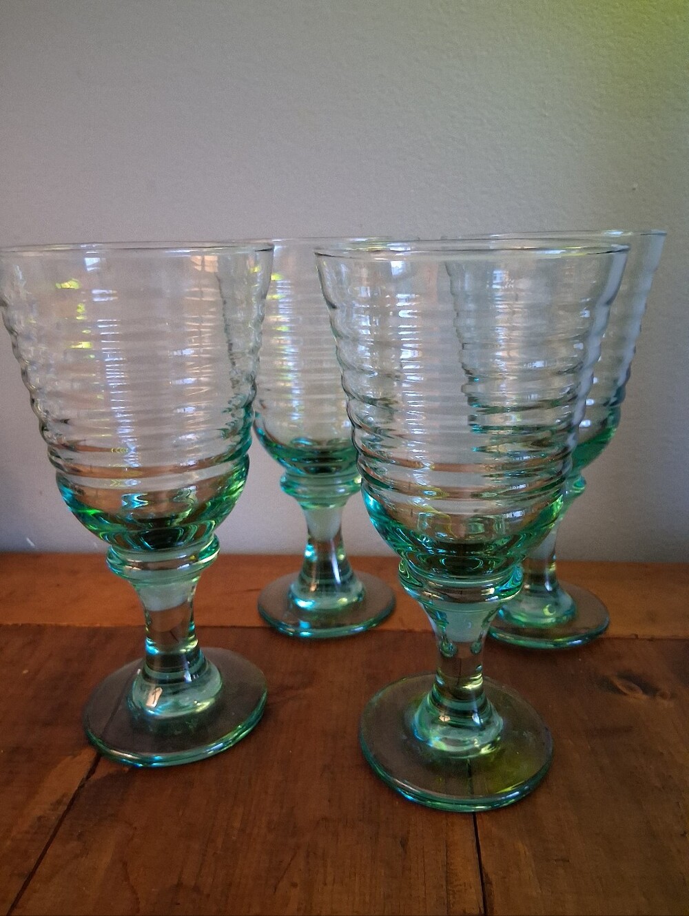 Vintage Libby Glass Sirrus Spanish Green Water/Wine Goblets